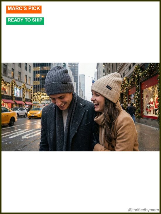 100% Wool Beanie Hat Unisex Winter Double Layer Stretchy Knit Windproof Cuffed main image 3